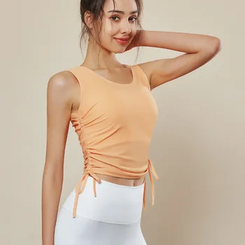 Spor Yan İpli Üstleri Seksi T-Shirt Yoga Koşu Spor Kadın İnce Üst Yüksek Bel Slim Fit Gömlek kısa kollu tişört Kız