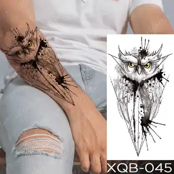Su geçirmez Geçici Dövme Etiket Gül Baykuş Flaş Dövmeler Kurt Kafatası Dreamcatcher Vücut Sanatı Kol Sahte Dövme Kadın Erkek Görüntü 2