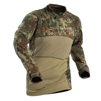 Taktik Savaş Gömlek Erkekler Pamuk Askeri Üniforma Kamuflaj Gömlek Multicam Ordu Yürüyüş Avcılık Giyim Camo Uzun Gömlek