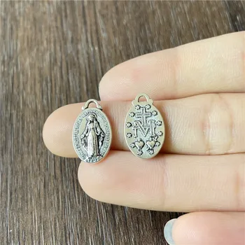 Takılar oval metal disk Meryem dini kolye takı yapımı için diy bilezik kolye aksesuarları