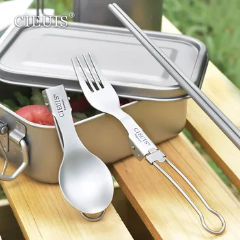 Titanyum Katlanır Kaşık Çatal Sofra Kamp Yürüyüş Piknik Yemek Masası Gereçleri Katlanabilir Açık Taşınabilir Mutfak Eşyaları Yemek Takımı 2022