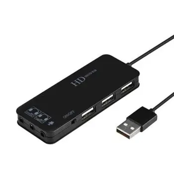 USB Hub 3-Port Stereo DJ Harici Ses Kartı Kulaklık Mikrofon Adaptörü PC Laptop İçin USB 3D Harici Ses Kartı