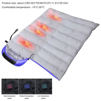 USB kamp ısıtmalı uyku tulumu Ultralight kış sıcak zarf sırt çantası ısıtma aşağı pamuk uyku tulumu açık yürüyüş için Görüntü 2