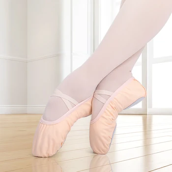 USHINE bale ayakkabıları Kadınlar Kızlar için Bale Terlik Flats Tuval Bale Yoga Ayakkabı Yürümeye Başlayan Küçük Çocuk Balerinler