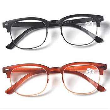 Ultra hafif Çay Çerçeve TR90 Oval okuma gözlüğü Unisex Yarı Çerçevesiz Büyüteç Gözlük Kahverengi / Siyah +1.0 +1.5 +2.0 +4.0'a kadar Görüntü 2