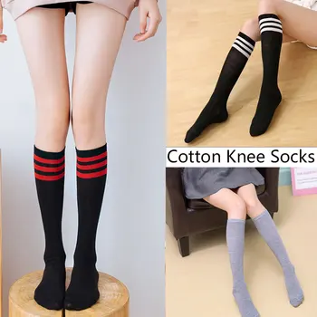 Uzun Pamuklu Çorap Lolita Çorap Diz üstü çorap Kadın Bayanlar Çizgili Uzun Çorap Havalandırma Okul JK Kızlar Diz Çorap
