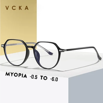 VCKA miyopi gözlük Reçete - 0.5 ila-6 Kadın Erkek Büyük Boy Anti mavi ışık Kısa Görüşlü Diyoptri ısmarlama TR90 gözlük