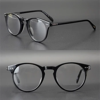 Vintage Kalite Asetat gözlük kare klasik yuvarlak kare gözlük kadın erkek orijinal kutusu dava reçete lens ücretsiz gemi Görüntü 2
