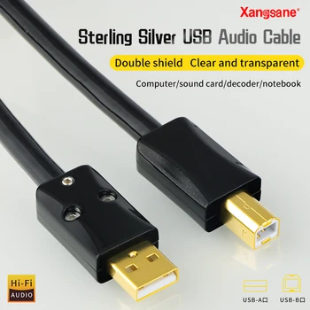Xangsane 4n ayar gümüş hifi USB kablosu a'dan b'ye yükseltme dekoder veri kablosu DAC / CD mikser transfer kablo güçlü çözünürlük