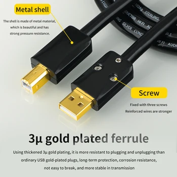 Xangsane 4n ayar gümüş hifi USB kablosu a'dan b'ye yükseltme dekoder veri kablosu DAC / CD mikser transfer kablo güçlü çözünürlük Görüntü 2