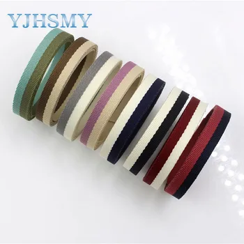 YJHSMY I-181103-106, 5 yards/lot, 10mm Çift taraflı iki renkli çizgili şerit DIY el yapımı yay headdress hediye paketi malzemeleri