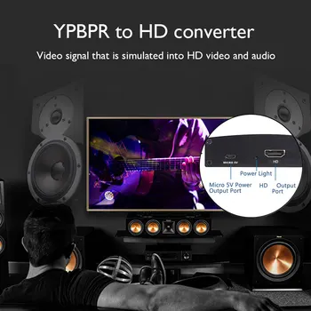 YPbPr R / L HDMI Uyumlu Dönüştürücü 1080P Komponent Video Dönüştürücü Ses Adaptörü Splitter DVD HDTV Monitör Projektör Görüntü 2