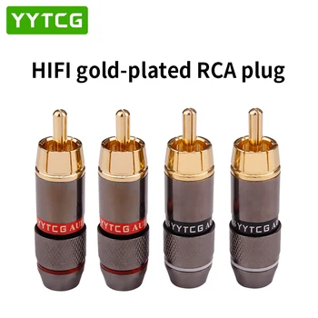 YYTCG 4 ADET Ses Konnektörleri RCA Konektörü Altın Kaplama Lotus Kafa Video Desteği 6mm Kablo RCA Erkek Fiş Adaptörü Hifi Kabloları