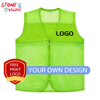 Yaz erkek Özel Reklam İçi Boş Örgü Nefes Yelek İş Giysisi Gönüllü Hızlı Kuru Ceket Yüksek Görünürlük Yelek Baskı Logosu Görüntü 2
