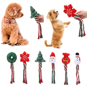 Yeni 1 adet Pet Malzemeleri Pet Düğüm Oyuncaklar Noel Tarzı Oyuncaklar Sevimli Halatlar Düğüm Köpekler Çiğnemek Noel Karikatür Bite Köpek evcil hayvan aksesuarları