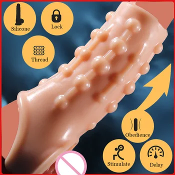 Yeni Horoz Halka Penis Kollu Kullanımlık Prezervatif Penis Büyütme Granül Klitoris Teşvik Gecikme Boşalma Seks Oyuncakları Erkekler için