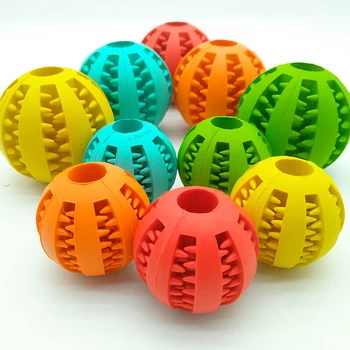Yeni Pet Oyuncaklar 5CM Köpek Oyuncak İnteraktif Esneklik Topu Doğal Kauçuk Sızıntı Topu Diş Temiz Top Kedi Köpek Çiğnemek İnteraktif oyuncaklar Görüntü 2