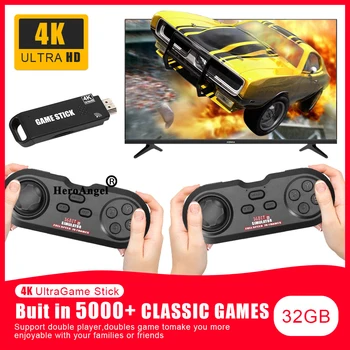 Yeni USB video oyunu Konsolu Dahili 5000+ Klasik Oyunlar 2.4 G Kablosuz El TV Video Denetleyicisi 4K HD Retro Oyun Gamepad
