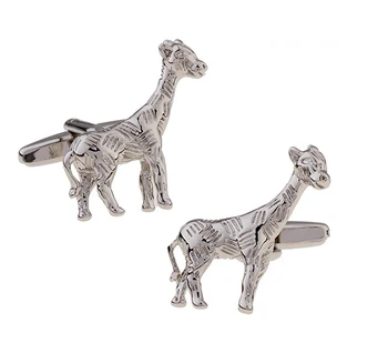 Yeni Varış Zürafa Kol Düğmeleri Gümüş Renk Sevimli Hayvan Tasarım Kaliteli Pirinç Malzeme erkek Kol Düğmeleri Ücretsiz Kargo