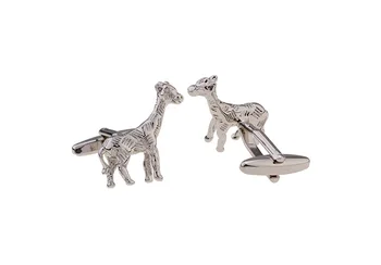 Yeni Varış Zürafa Kol Düğmeleri Gümüş Renk Sevimli Hayvan Tasarım Kaliteli Pirinç Malzeme erkek Kol Düğmeleri Ücretsiz Kargo Görüntü 2