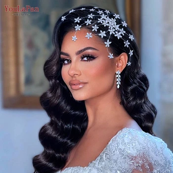 YouLaPan HP502 Gelin Tarak Alaşım Çiçek Kadın Başlığı Zarif Düğün saç aksesuarları Takı için Parti Prenses Şapkalar