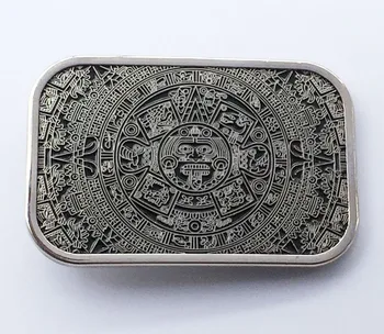 Yüksek kalite serin Aztek takvim erkek Metal kemer Toka fit 4 cm Geniş Kemer