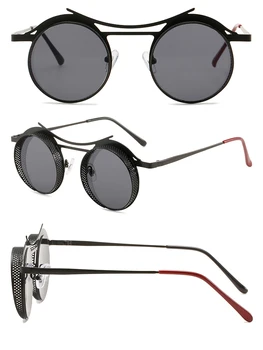 ZFYCOL Marka Tasarım Steampunk Güneş Gözlüğü Erkek Kadın Retro Gotik Yuvarlak erkek Gözlük Moda Metal Sürüş Gözlüğü UV400 Görüntü 2