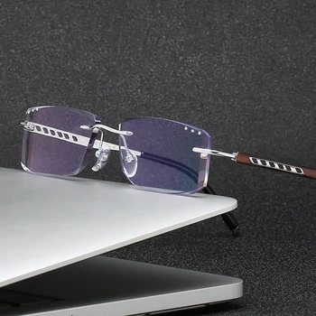 ZIROSAT 814W Saf Titanyum Çerçevesiz elmas kesim Erkek Gözlük Çerçevesi Optik Reçete Gözlük Gözlük Moda