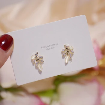 Zarif Basit Bırak Zirkonya Opal Küpe Kadınlar için 14k Altın Zirkon Popüler düğme küpe Doğum Günü Hediyesi Noel Takı