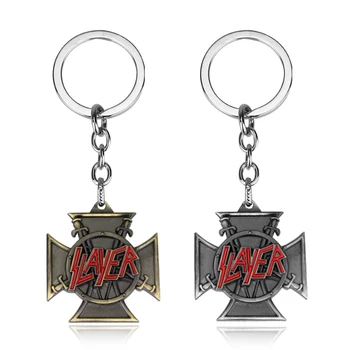 dongsheng Müzik Grubu Slayer Anahtarlıklar Amerikan Moda Hızlı Metal Rock Grubu Slayer Logo Anahtarlık Anahtarlık