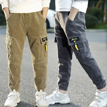 erkek pantolon kış yüksek kalite sıcak kadife kış tayt erkek çocuklar için elastik bel moda pantolon erkek pantolon Görüntü 2