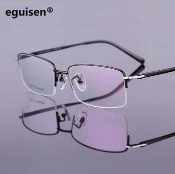 genişlik-140 Saf titanyum iş adamı yarım çerçeve gözlük miyopi gözlük Gözlük çerçevesi RS930 galvanik oculos de gri