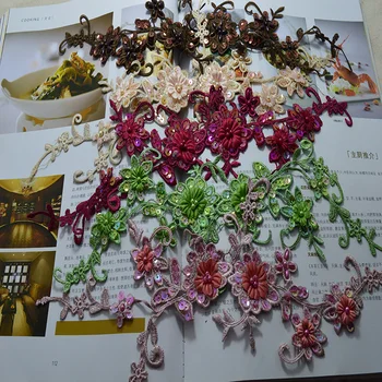 somelace (1 adet/grup)Gelinlik Dekore çeşitli renkler pullu Organze Çiçek Aplike Başarmak On Dantel Yamalar-002 Görüntü 2