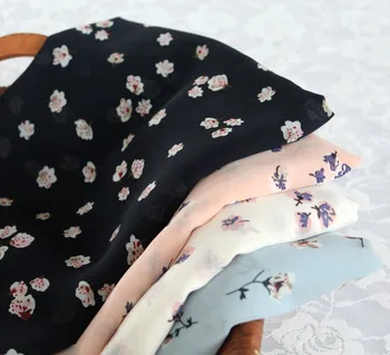 Çiçek Baskılı İnci Şifon Kumaş Metre Elbise Etek Elbise Dikiş Mikro Şeffaf Örtü İnce Tekstil Çiçek Başına Görüntü 2