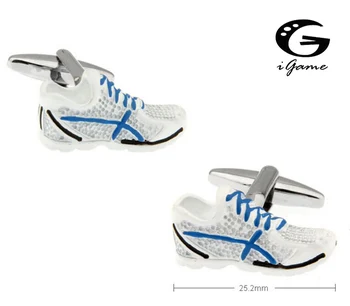 ıGame Yeni Varış erkek Kol Düğmeleri Beyaz Renk Yenilik 3D Pirinç Koşu Ayakkabıları Tasarım